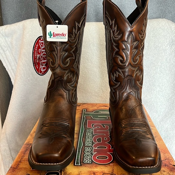 LAREDO WESTERN BOOTS Other - NEW MENS LAREDO 12” Emporia Cowboy Boots Leather Square Toe 8 1/2 EW Dark Brown